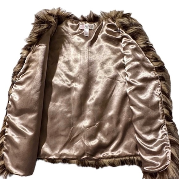 TIFF Faux Fur Animal Print Vest Lined Jacket Plush Cozy Soft Girl’s L Large - Picture 3 of 12